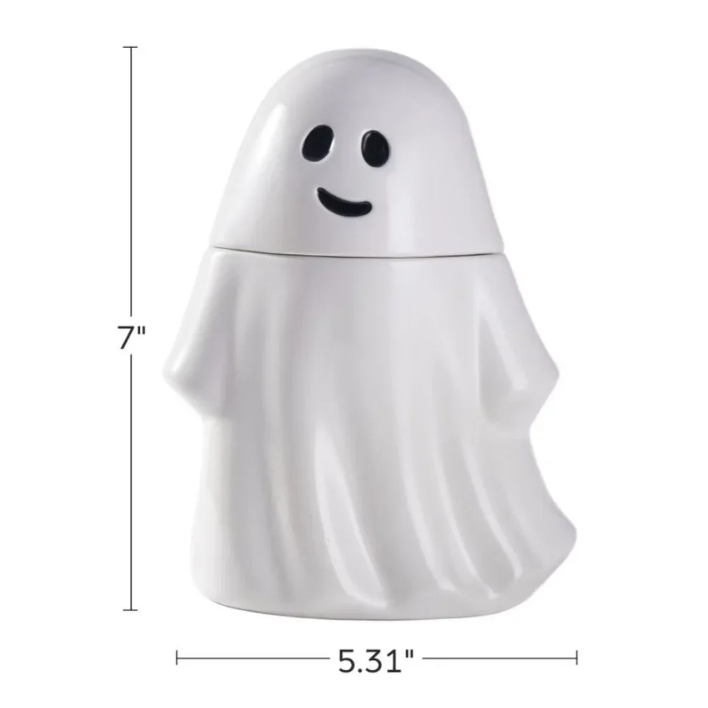 NEW Ceramic Ghost Cookie Jar Treat Food Storage Candy Kitchen Decor White Party
